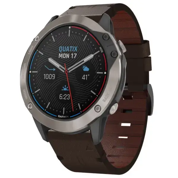 g.l12.2 Front Espresso Genuine Italian Leather Watch Band Strap for Garmin Quatix 6X