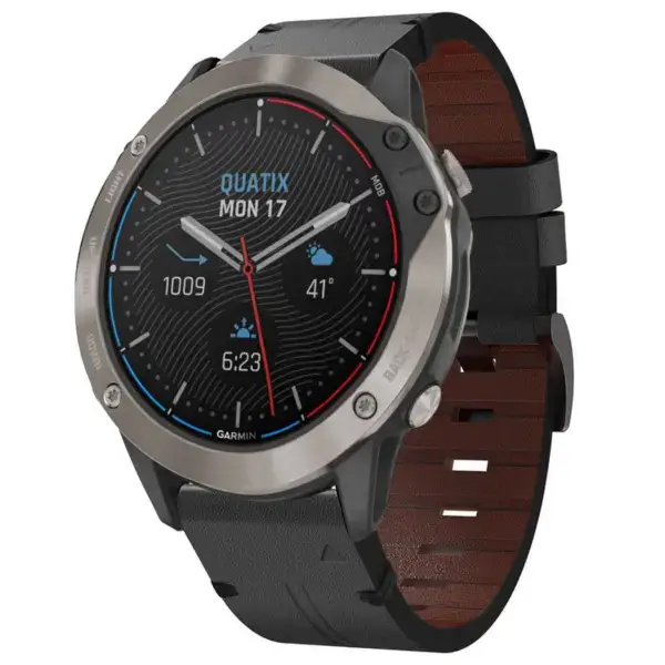 g.l12.1 Front Charcoal Genuine Italian Leather Watch Band Strap for Garmin Quatix 6X