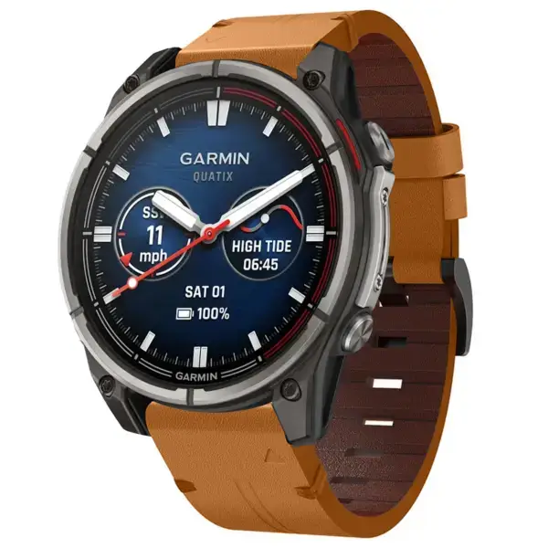 g.l12.3 Front Whiskey Genuine Italian Leather Watch Band Strap for Garmin Quatix 7
