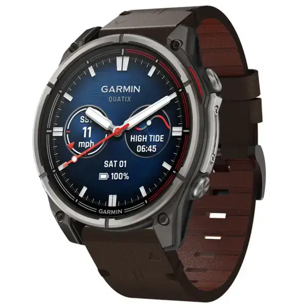 g.l12.2 Front Espresso Genuine Italian Leather Watch Band Strap for Garmin Quatix 7