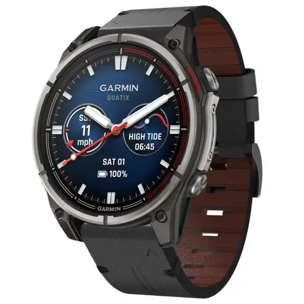 g.l12.1 Front Charcoal Genuine Italian Leather Watch Band Strap for Garmin Quatix 7