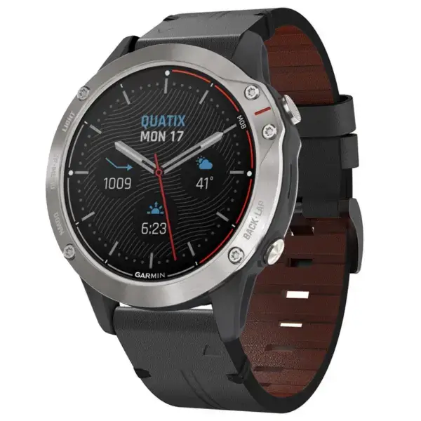 g.l12.1 Front Charcoal Genuine Italian Leather Watch Band Strap for Garmin Quatix 3