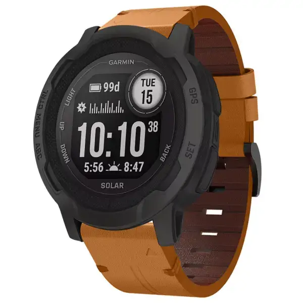 g.l12.3 Front Whiskey Genuine Italian Leather Watch Band Strap for Garmin Instinct 2X