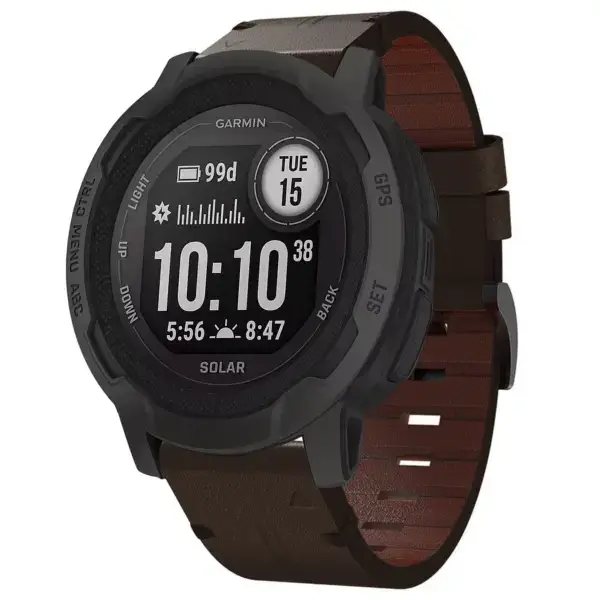 g.l12.2 Front Espresso Genuine Italian Leather Watch Band Strap for Garmin Instinct 2X