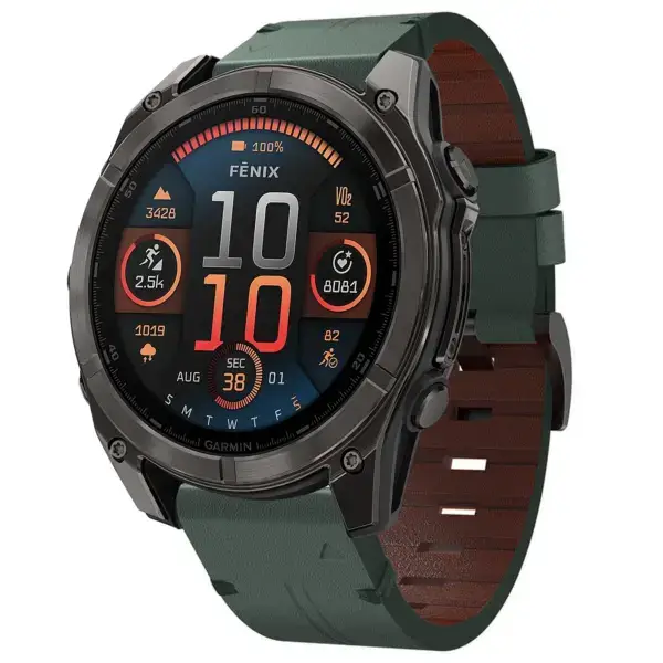 g.l12.11 Front Forest Genuine Italian Leather Watch Band Strap for Garmin Fenix 8 & 8 Pro 51mm