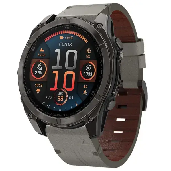 g.l12.7 Front Graphite Genuine Italian Leather Watch Band Strap for Garmin Fenix 8 & 8 Pro 51mm