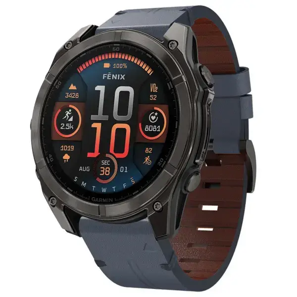 g.l12.5 Front Slate Genuine Italian Leather Watch Band Strap for Garmin Fenix 8 & 8 Pro 51mm