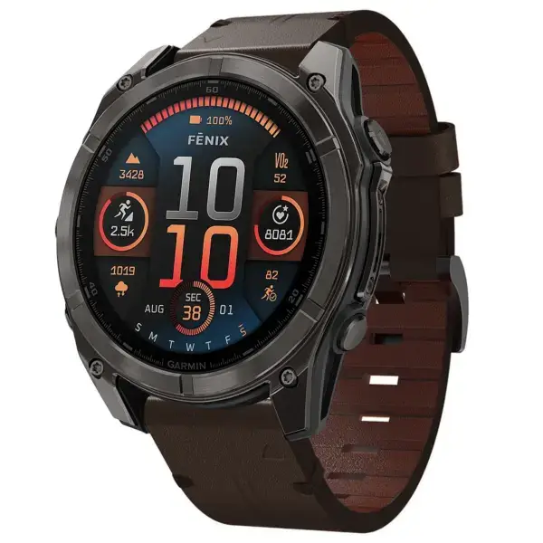 g.l12.2 Front Espresso Genuine Italian Leather Watch Band Strap for Garmin Fenix 8 & 8 Pro 51mm