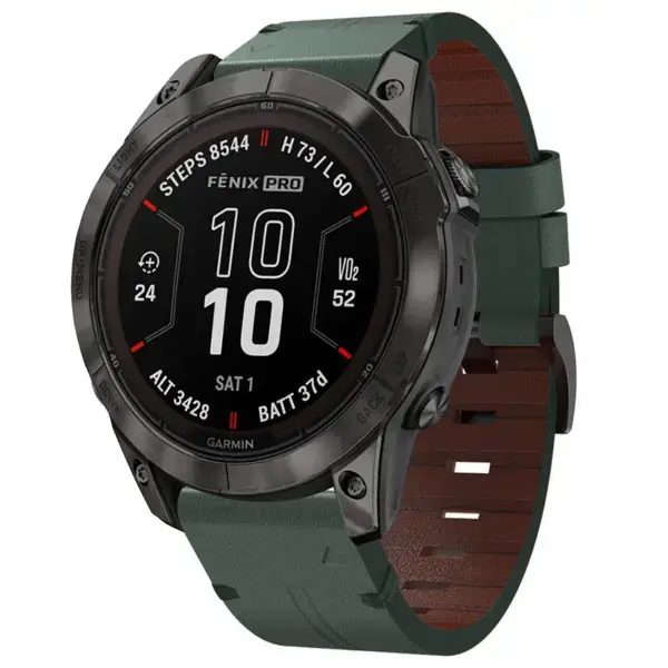 g.l12.11 Front Forest Genuine Italian Leather Watch Band Strap for Garmin Fenix 7X & 7X Pro