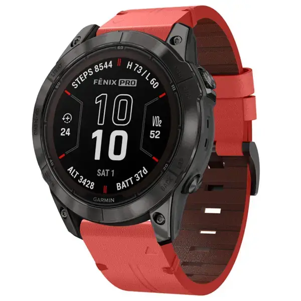 g.l12.6 Front Ember Genuine Italian Leather Watch Band Strap for Garmin Fenix 7X & 7X Pro