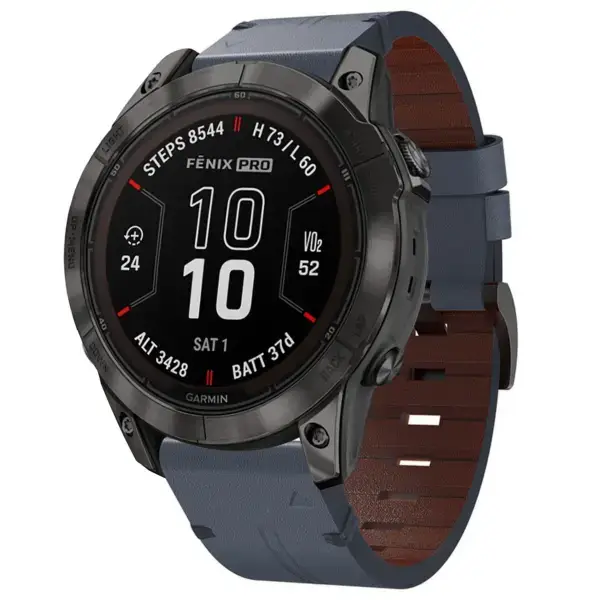 g.l12.5 Front Slate Genuine Italian Leather Watch Band Strap for Garmin Fenix 7X & 7X Pro