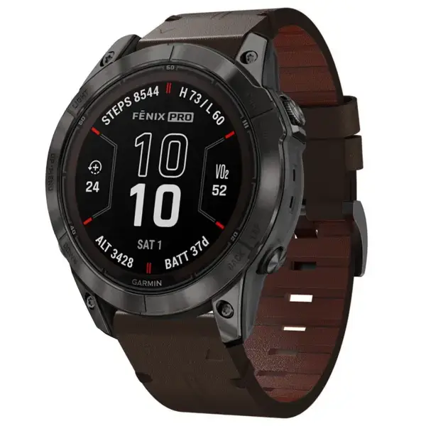 g.l12.2 Front Espresso Genuine Italian Leather Watch Band Strap for Garmin Fenix 7X & 7X Pro