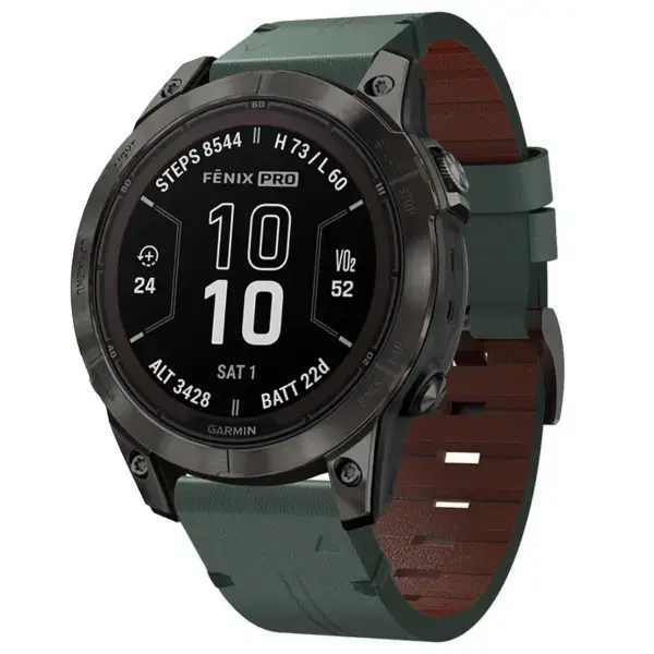 g.l12.11 Front Forest Genuine Italian Leather Watch Band Strap for Garmin Fenix 7 & 7 Pro