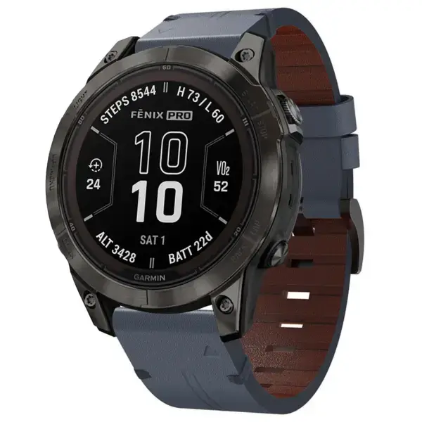 g.l12.5 Front Slate Genuine Italian Leather Watch Band Strap for Garmin Fenix 7 & 7 Pro