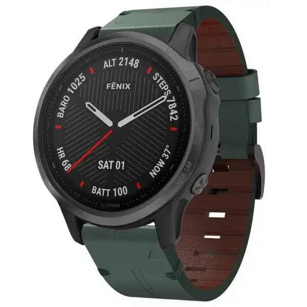 g.l12.11 Front Forest Genuine Italian Leather Watch Band Strap for Garmin Fenix 6X