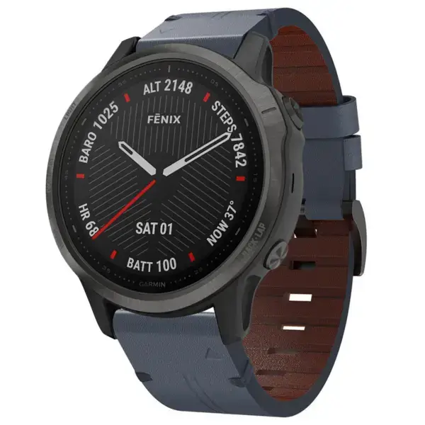 g.l12.5 Front Slate Genuine Italian Leather Watch Band Strap for Garmin Fenix 6X