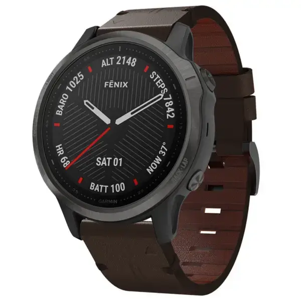 g.l12.2 Front Espresso Genuine Italian Leather Watch Band Strap for Garmin Fenix 6X