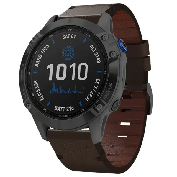 g.l12.2 Front Espresso Genuine Italian Leather Watch Band Strap for Garmin Fenix 6