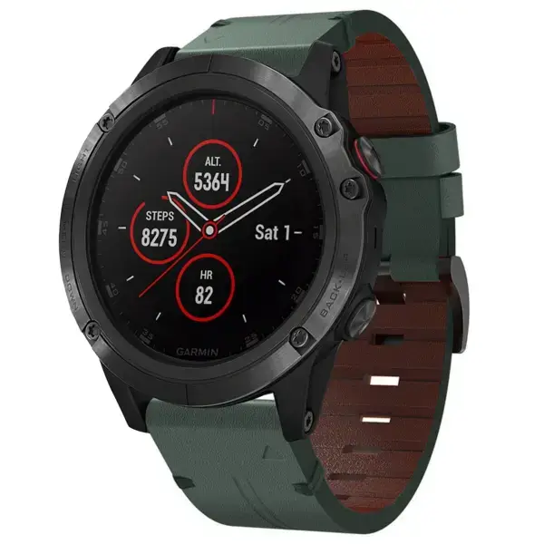 g.l12.11 Front Forest Genuine Italian Leather Watch Band Strap for Garmin Fenix 5X & 5X Plus