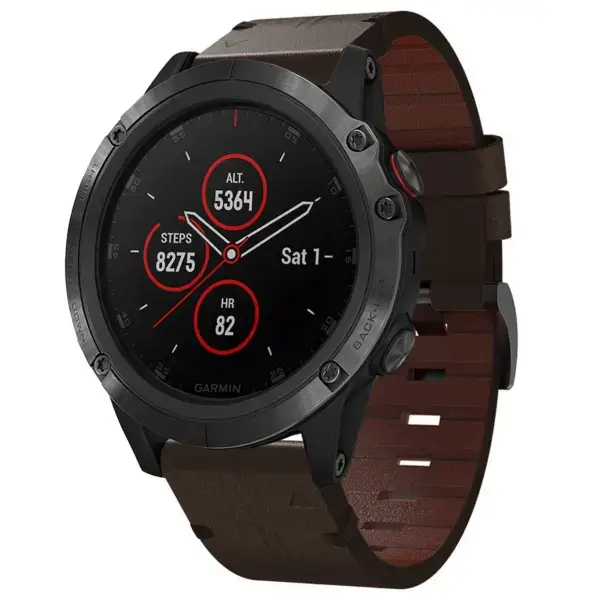 g.l12.2 Front Espresso Genuine Italian Leather Watch Band Strap for Garmin Fenix 5X & 5X Plus