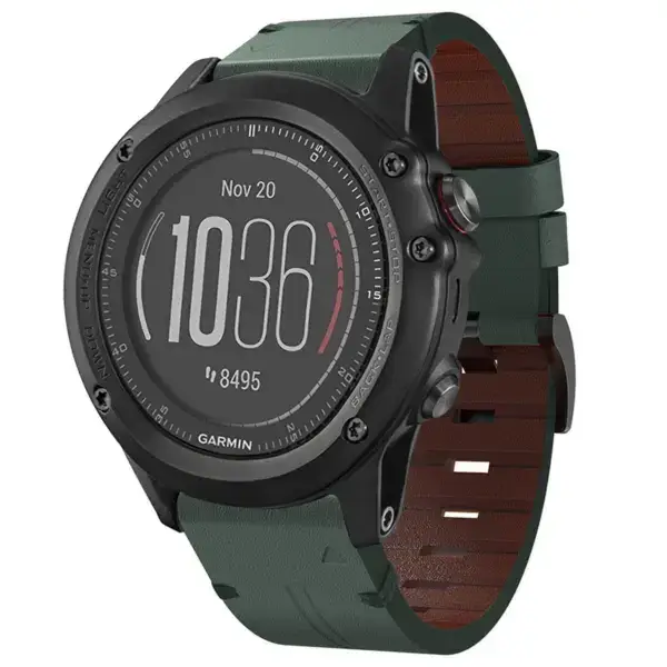 g.l12.11 Front Forest Genuine Italian Leather Watch Band Strap for Garmin Fenix 3 & 3 HR