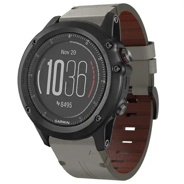 g.l12.7 Front Graphite Genuine Italian Leather Watch Band Strap for Garmin Fenix 3 & 3 HR