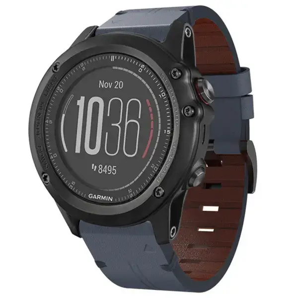 g.l12.5 Front Slate Genuine Italian Leather Watch Band Strap for Garmin Fenix 3 & 3 HR