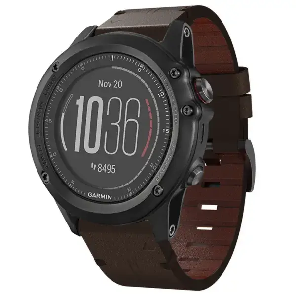 g.l12.2 Front Espresso Genuine Italian Leather Watch Band Strap for Garmin Fenix 3 & 3 HR