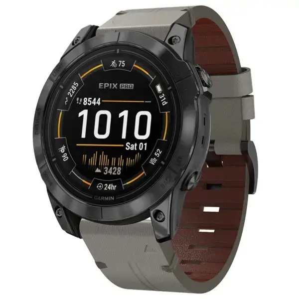 g.l12.7 Front Graphite Genuine Italian Leather Watch Band Strap for Garmin Epix Pro – 51mm