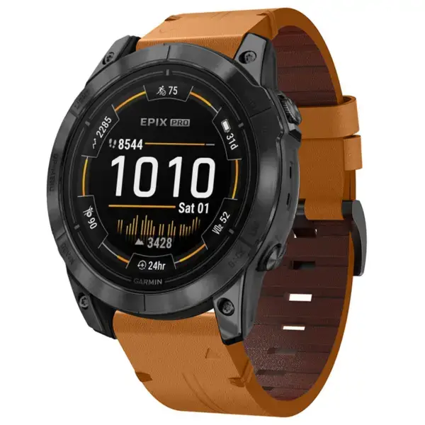 g.l12.3 Front Whiskey Genuine Italian Leather Watch Band Strap for Garmin Epix Pro – 51mm