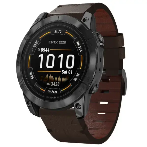 g.l12.2 Front Espresso Genuine Italian Leather Watch Band Strap for Garmin Epix Pro – 51mm