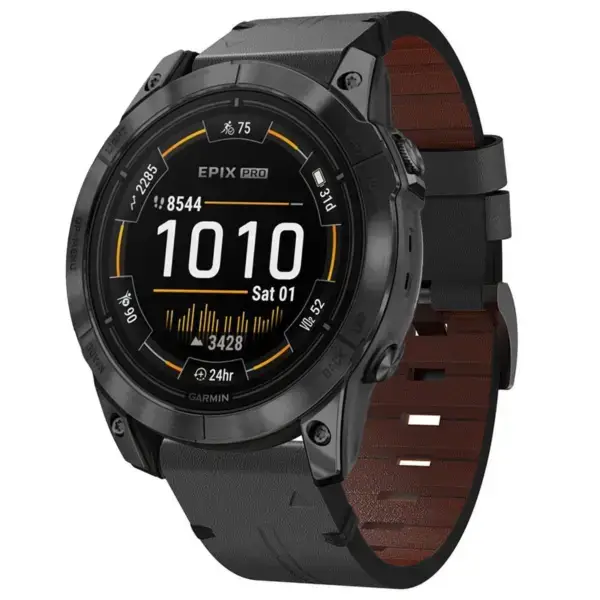 g.l12.1 Front Charcoal Genuine Italian Leather Watch Band Strap for Garmin Epix Pro – 51mm