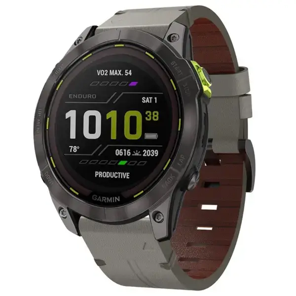 g.l12.7 Front Graphite Genuine Italian Leather Watch Band Strap for Garmin Enduro 3