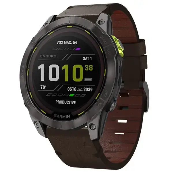 g.l12.2 Front Espresso Genuine Italian Leather Watch Band Strap for Garmin Enduro 3