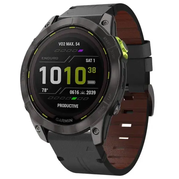 g.l12.1 Front Charcoal Genuine Italian Leather Watch Band Strap for Garmin Enduro 3