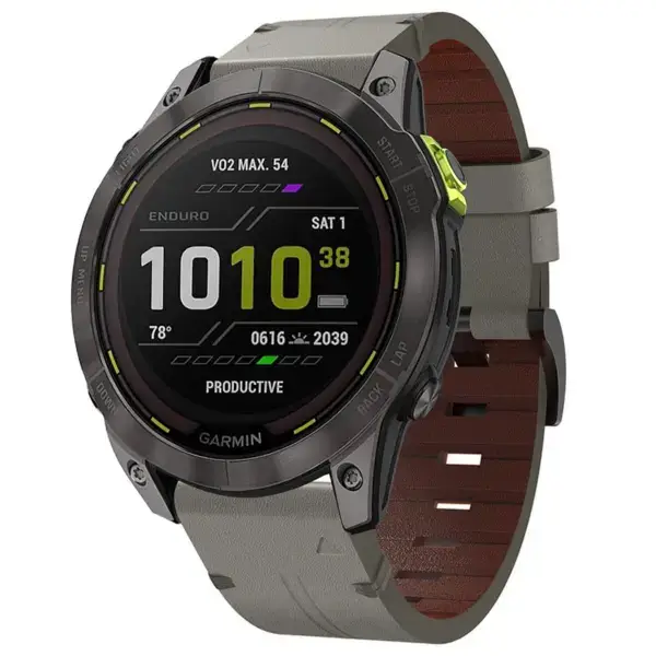 g.l12.7 Front Graphite Genuine Italian Leather Watch Band Strap for Garmin Enduro 2