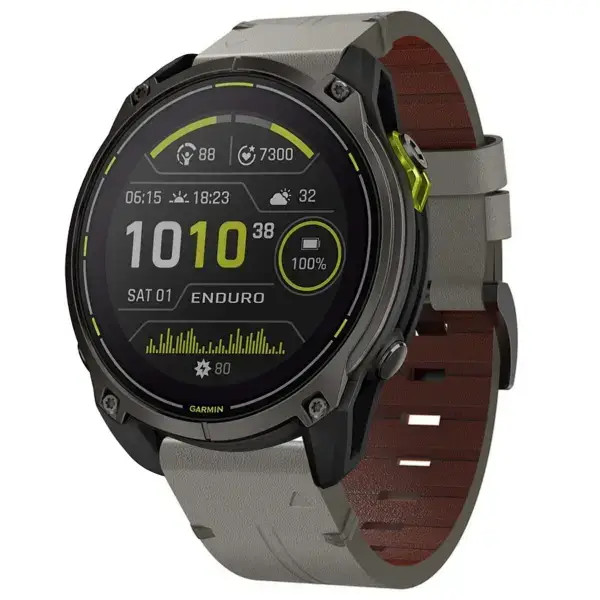 g.l12.7 Front Graphite Genuine Italian Leather Watch Band Strap for Garmin Enduro