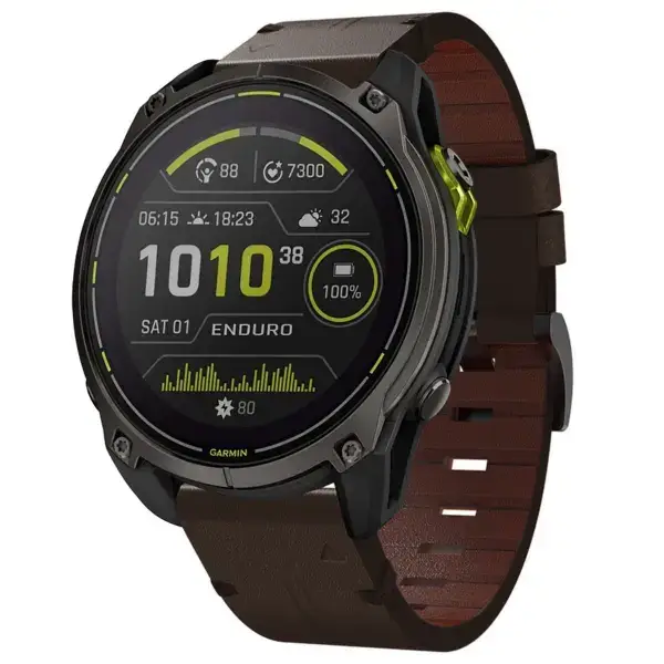 g.l12.2 Front Espresso Genuine Italian Leather Watch Band Strap for Garmin Enduro