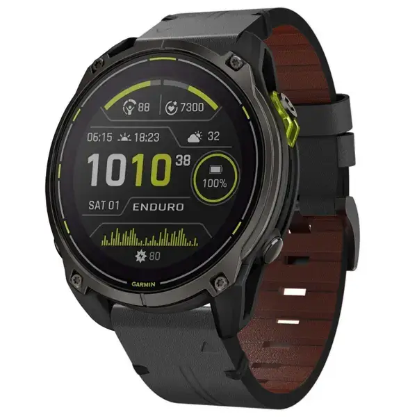 g.l12.1 Front Charcoal Genuine Italian Leather Watch Band Strap for Garmin Enduro