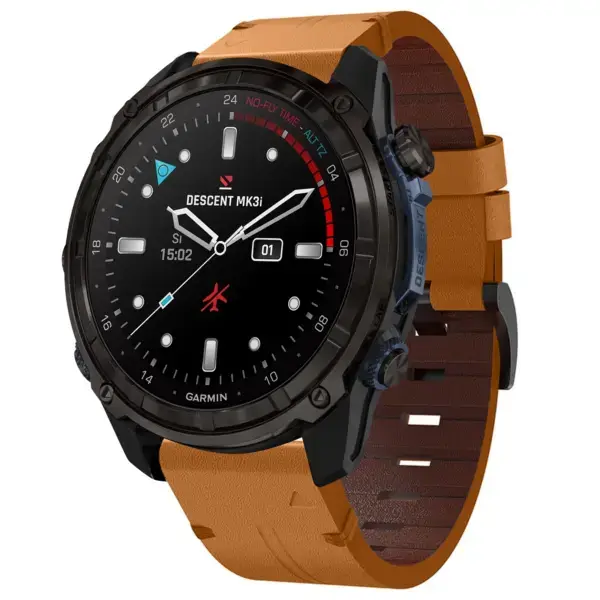 g.l12.3 Front Whiskey Genuine Italian Leather Watch Band Strap for Garmin Descent Mk3i
