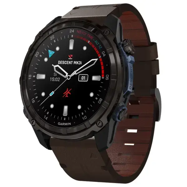 g.l12.2 Front Espresso Genuine Italian Leather Watch Band Strap for Garmin Descent Mk3i