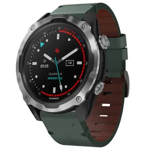 g.l12.11 Front Forest Genuine Italian Leather Watch Band Strap for Garmin Descent Mk2 & Mk2i
