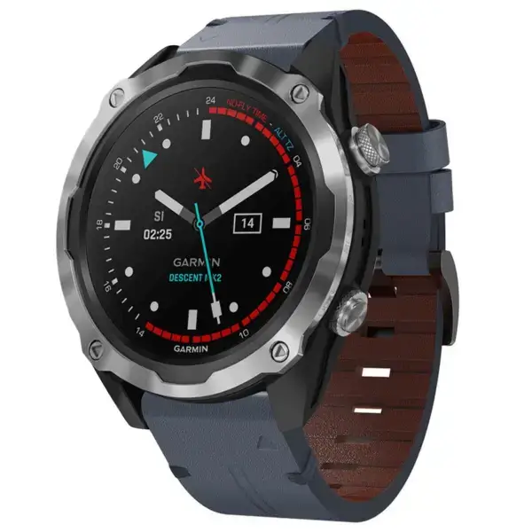 g.l12.5 Front Slate Genuine Italian Leather Watch Band Strap for Garmin Descent Mk2 & Mk2i
