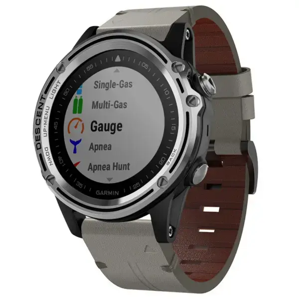 g.l12.7 Front Graphite Genuine Italian Leather Watch Band Strap for Garmin Descent Mk1
