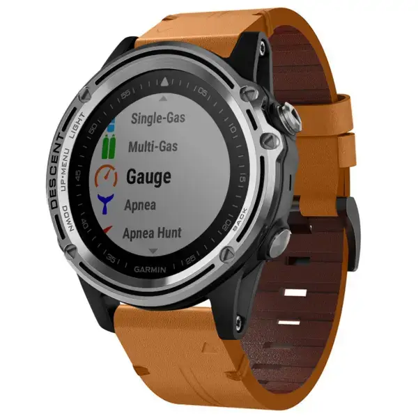 g.l12.3 Front Whiskey Genuine Italian Leather Watch Band Strap for Garmin Descent Mk1