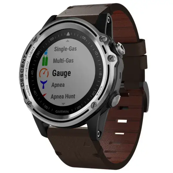g.l12.2 Front Espresso Genuine Italian Leather Watch Band Strap for Garmin Descent Mk1