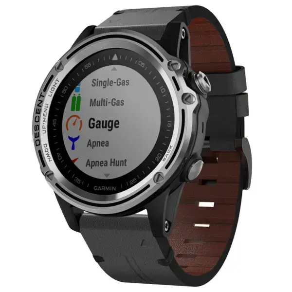 g.l12.1 Front Charcoal Genuine Italian Leather Watch Band Strap for Garmin Descent Mk1