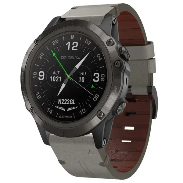 g.l12.7 Front Graphite Genuine Italian Leather Watch Band Strap for Garmin D2 Delta PX