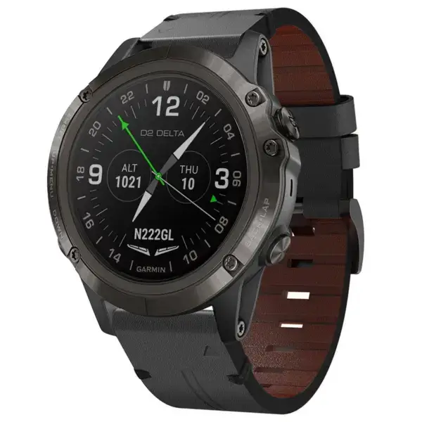 g.l12.1 Front Charcoal Genuine Italian Leather Watch Band Strap for Garmin D2 Delta PX