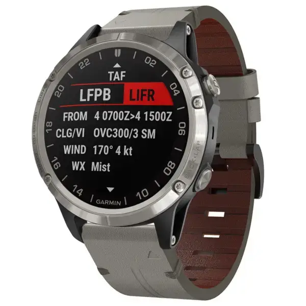 g.l12.7 Front Graphite Genuine Italian Leather Watch Band Strap for Garmin D2 Charlie